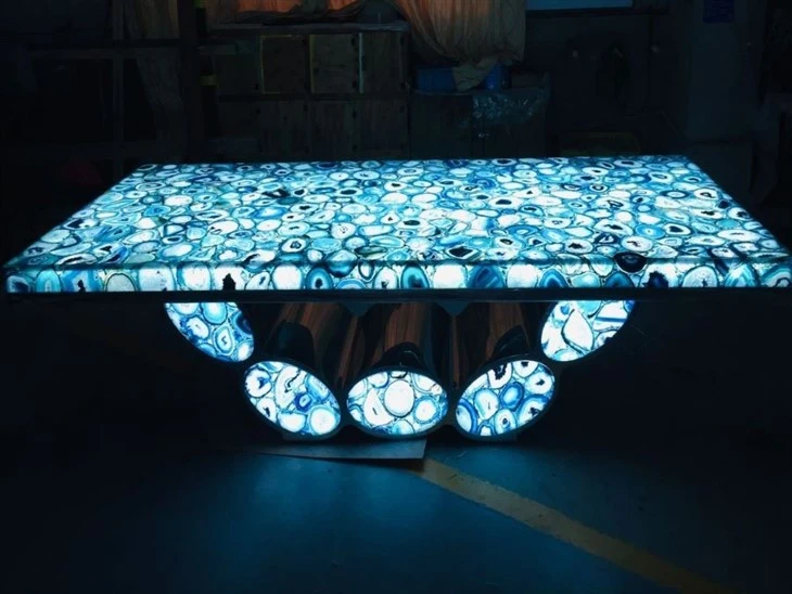 Blue Agate Gemstone Onyx Slab